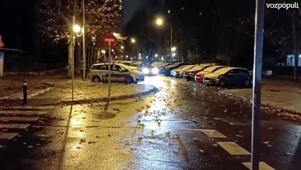 Nevada nocturna en Madrid