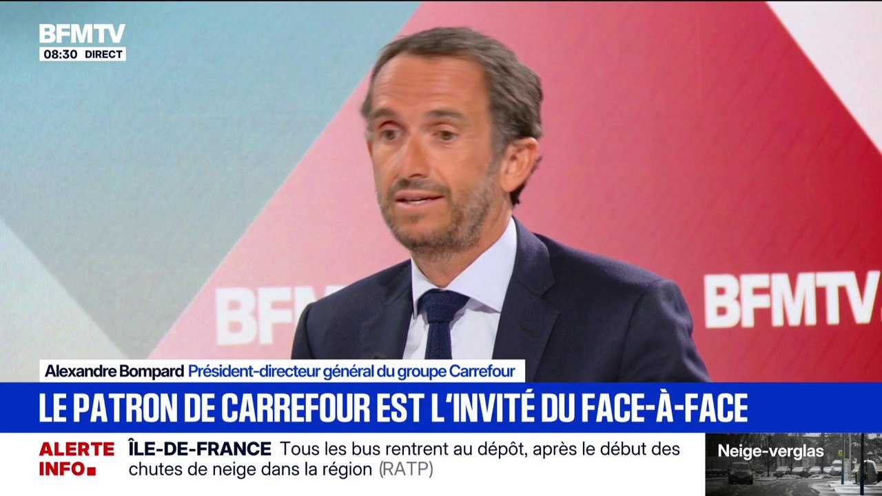 Neige: "C'est une journée difficile pour le commerce", déclare Alexandre Bompard, président-directeur général du groupe Carrefour