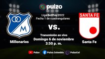 🔴 EN VIVO: Millonarios vs. Santa Fe | Cuadrangulares Liga BetPlay | Pulzo