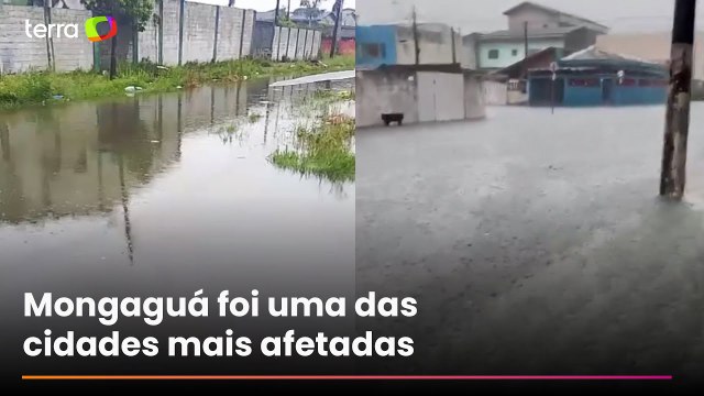 Temporal deixa ao menos 74 desabrigados e mantém alerta para alagamentos no litoral de SP