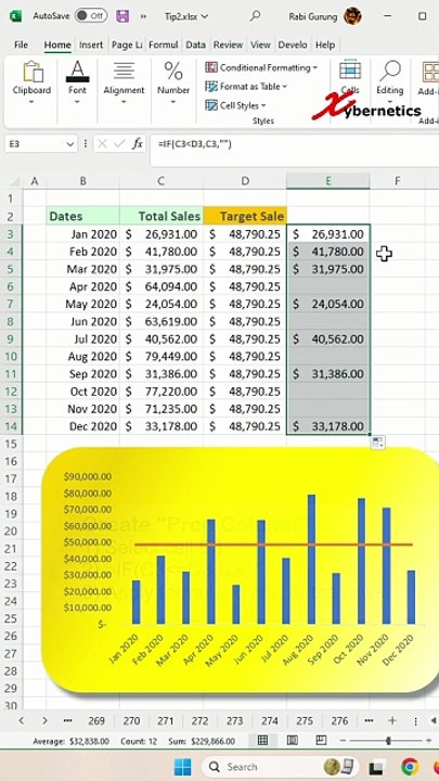 Highlight Actual Value below Target Value in Bar Chart in Excel - Excel Tips and Tricks