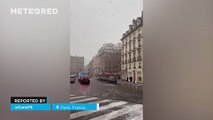 The snow blankets the streets of downtown Paris, France. The arrival of Arctic air caused snowfall with notable intensity