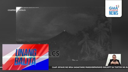 PHIVOLCS – Nagkaroon ng incandescent rockfall shed ang Bulkang Mayon; nananatili ang bulkan sa alert level 2 | Unang Balita