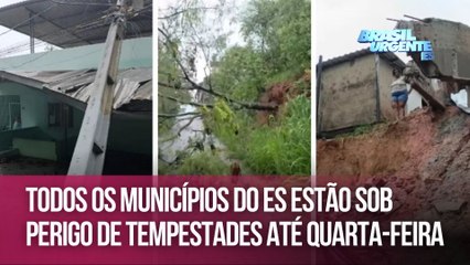 Todos os municípios do ES estão sob perigo de tempestades até quarta-feira