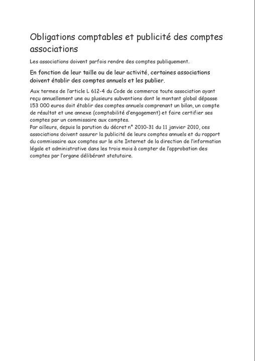 Obligations comptables et publicité des comptes