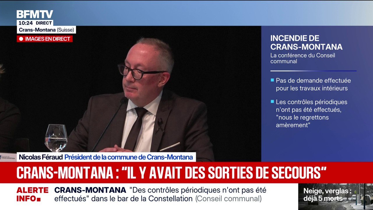 Incendie à Crans-Montana: "Les issues de secours étaient en nombre qui permettait d'avoir 100 personnes en haut et 100 personnes en bas", indique le président de la commune