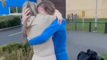 Girl runs to hug her best friend who finally got released from prison