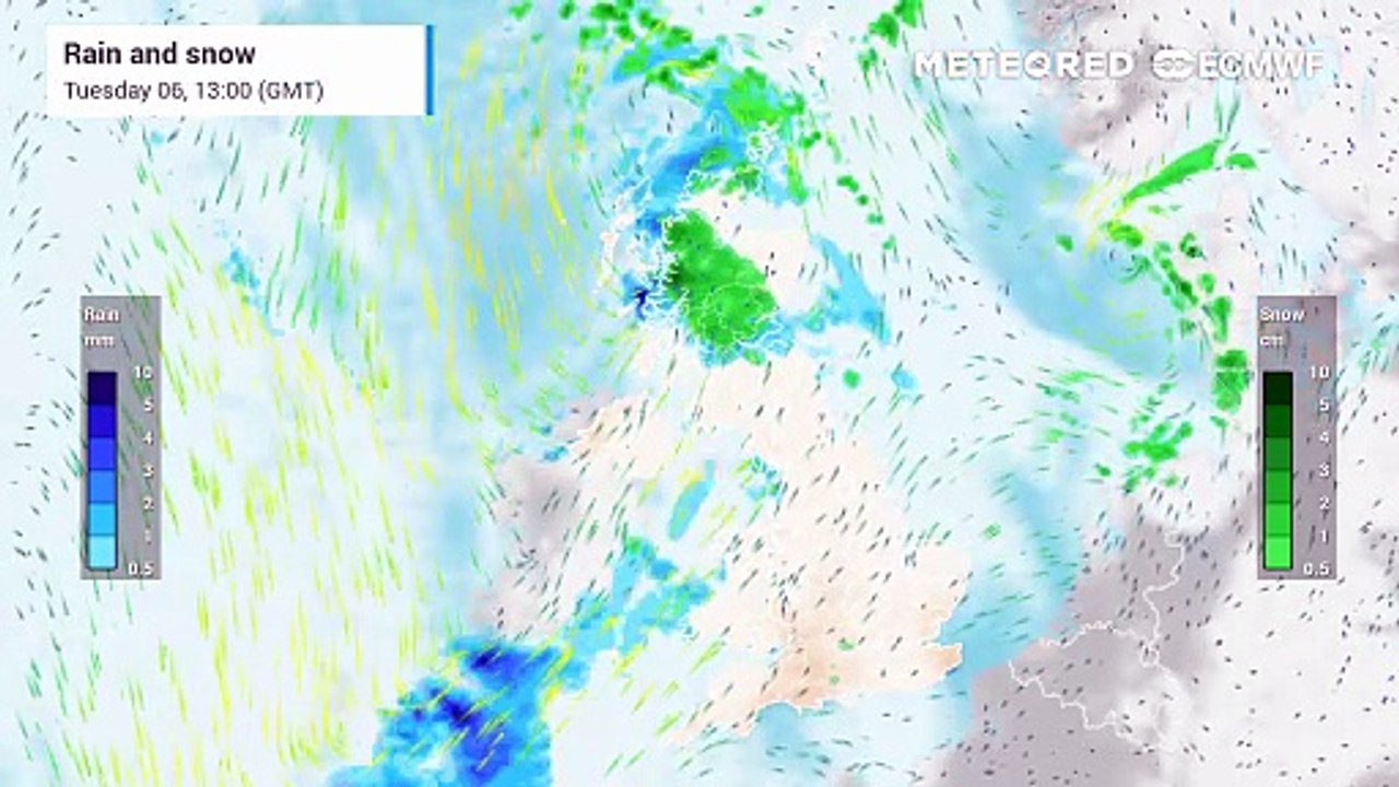 UK snow maps show where 20cm could fall and 70mph gusts hit as Storm Goretti threatens Thursday