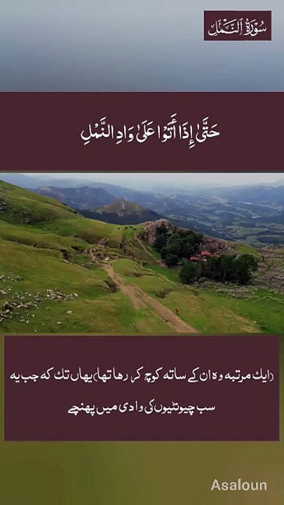 حَتّٰۤی  اِذَاۤ  اَتَوۡا عَلٰی وَادِ  النَّمۡلِ ۙ