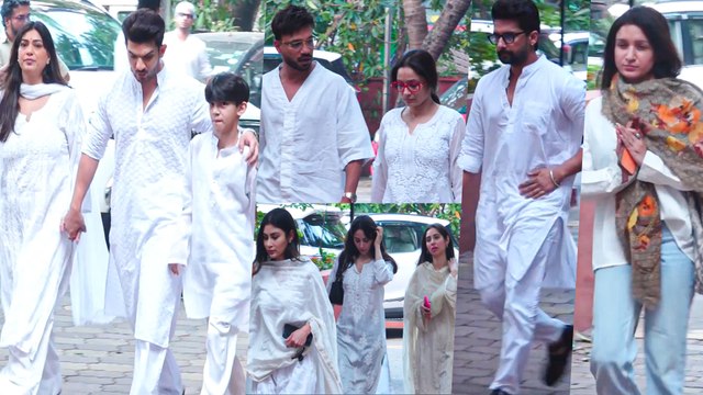 Mouni Roy, Ankita Lokhande, Shefali Bagga, Vicky Jain, Zara Khan & Others At Arjun Bijlani's Father-In-Law's Prayer Meet