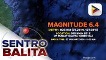 Magnitude 6.4 na #lindol, tumama sa Manay, Davao Oriental