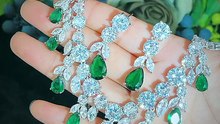 Luxury green CZ stone jewelry set with an elegant finish Ideal for bridal wear, events & gifting  Currently available at a special discounted price See details in description