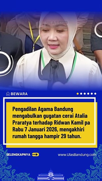 Gugatan Cerai Atalia Dikabulkan, Ridwan Kamil Terima Putusan dan Hak Asuh Zahra ke Ibu