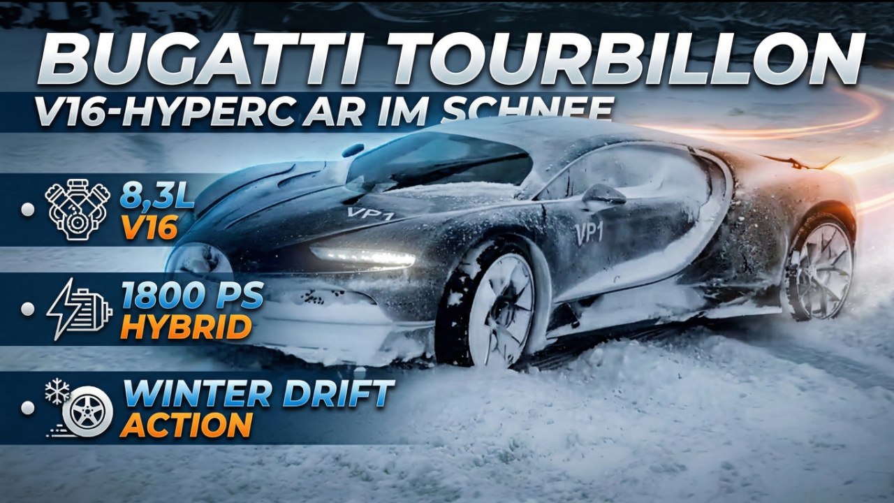 Rimac zeigt Bugatti Tourbillon im Schnee – 1.800 PS im Härtetest