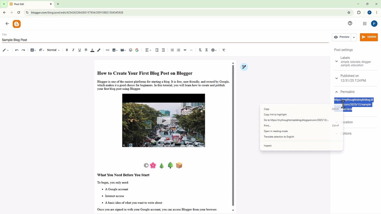 Blogger 14 Permalink Settings