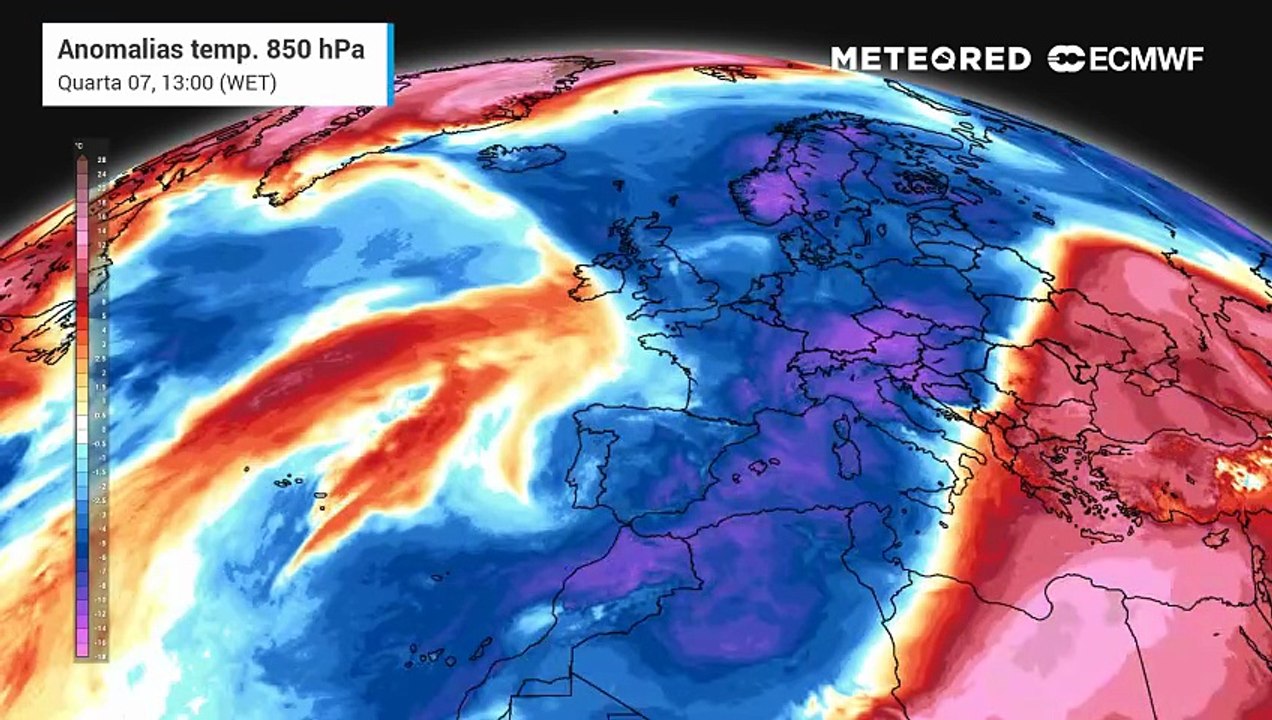 As temperaturas vão amenizar com a chegada de uma massa de ar atlântica, que irá "empurrar" o ar ártico