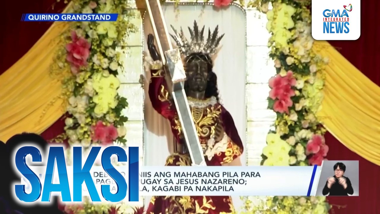 Mga deboto, tiniis ang mahabang pila para makapagbigay-pugay sa Jesus Nazareno; marami sa kanila, kagabi pa nakapila | Saksi