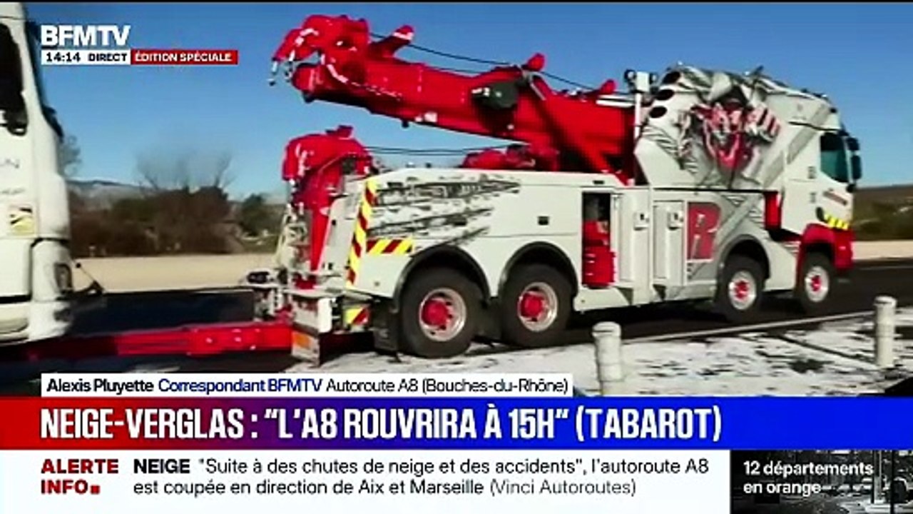 Autoroute A8 fermee entre TRETS ET ST MAXIMIN 7janv2026 après la neige verglas REPORTAGE