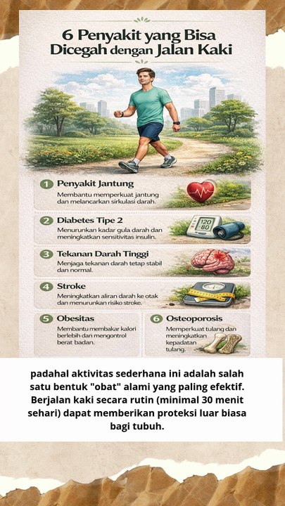 6 penyakit yang bisa di cegah dengan jalan kaki secara rutin