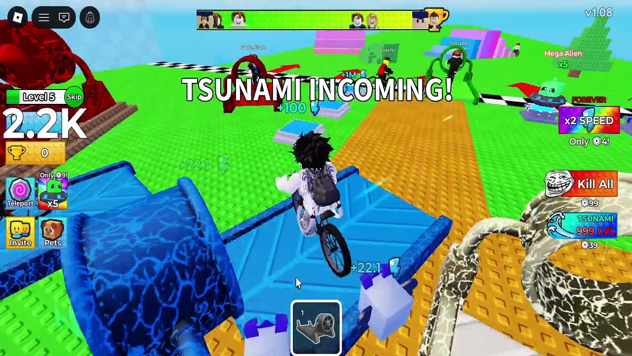 I SURVIVED THE BIGGEST TSUNAMI EVER! 🌊 _ Escape the Tsunami on Bike ROBLOX
