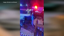 Accident spectaculaire : il emboutit un poteau électrique, un perron et une voiture stationnée