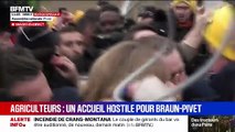 Yaël Braun-Pivet reçoit un accueil hostile des agriculteurs présents devant l'Assemblée