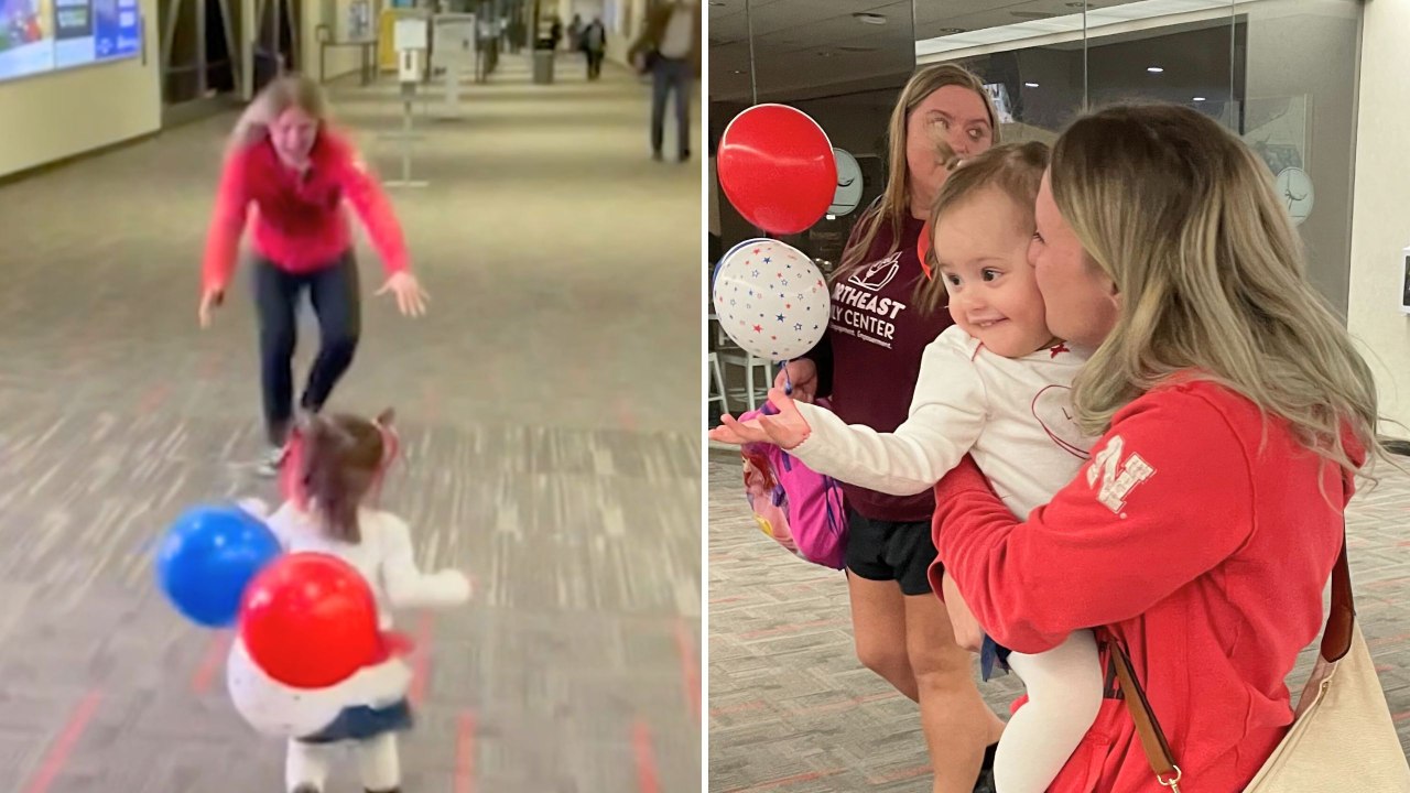 Military Mom And Daughter Run Into Each Other's Arms After Deployment
