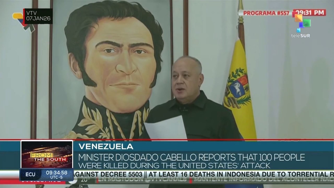 Minister Diosdado Cabello reports that 100 people were killed during the United States' attack