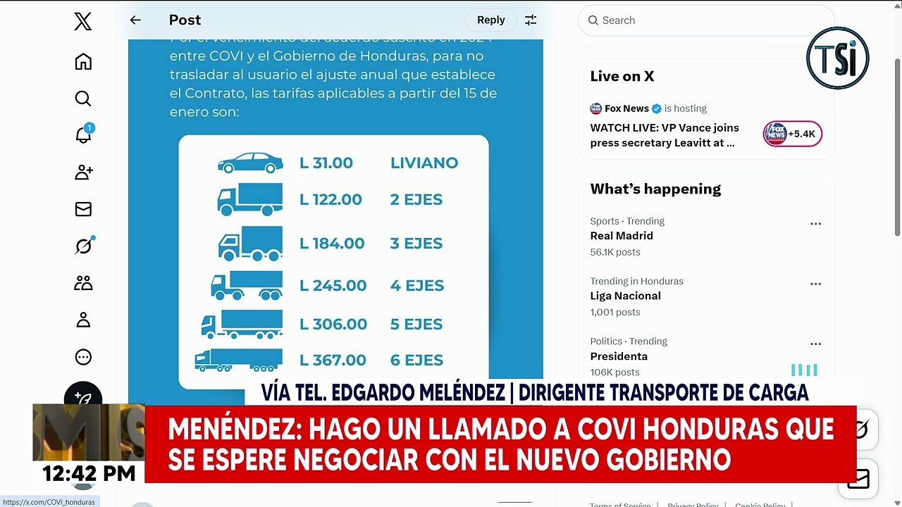 Transportistas de carga aseguran que podría haber paro por aumento a tarifas de peaje.