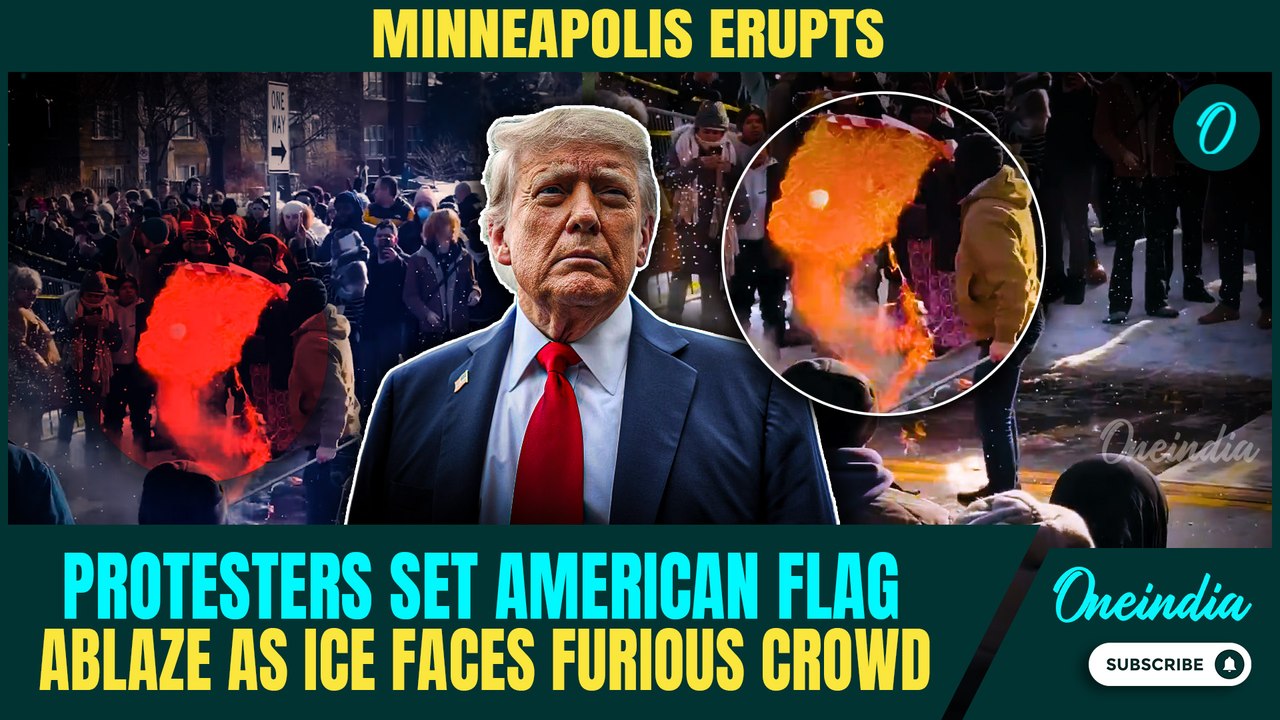 US Minneapolis Anti-ICE Protests RAW FOOTAGE: Protesters BURN US Flag; CLASH With Trump’s ICE Agents