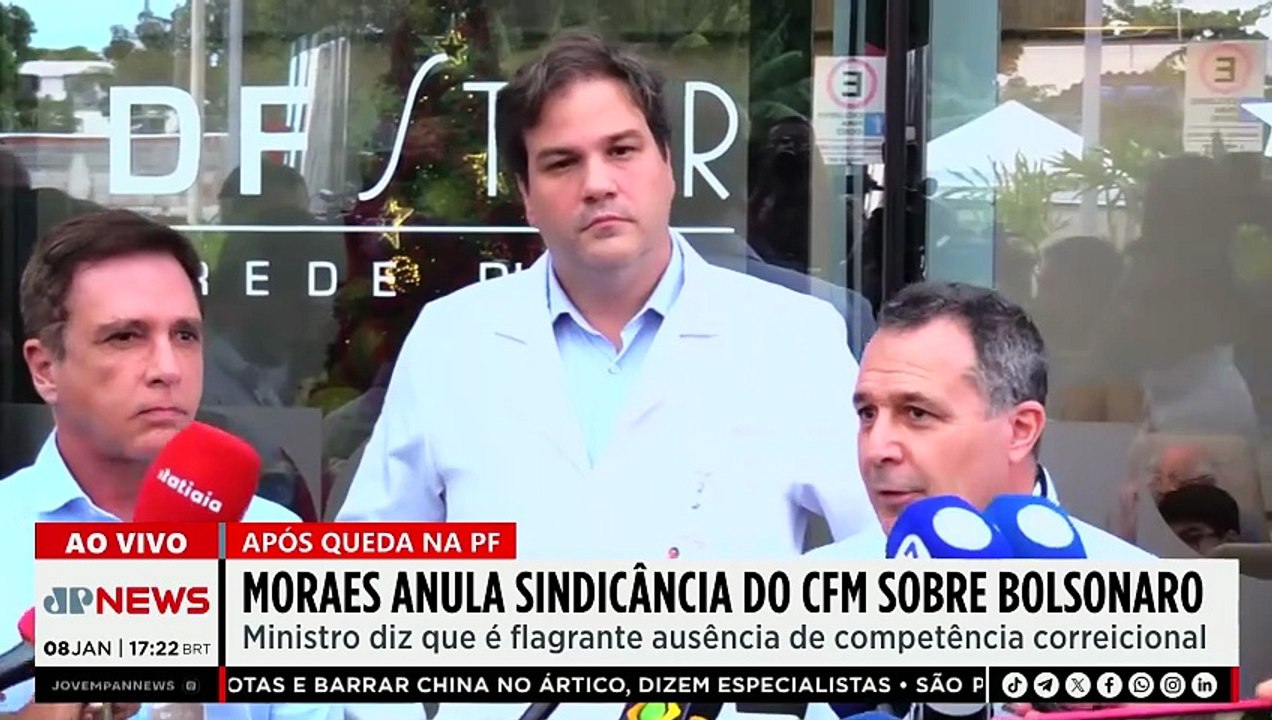 Moraes anula sindicância do CFM sobre Bolsonaro após queda na cela