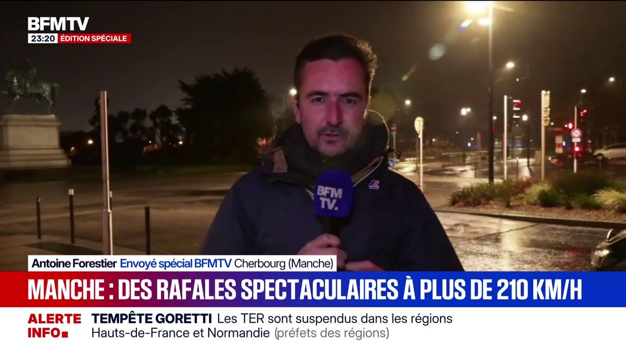 "C'est impressionnant": la tempête Goretti s'abat à Cherbourg dans la Manche avec des rafales à 148km/h