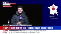 Tempête Goretti: à Louvigny dans le Calvados, des premiers dégâts observés sur une route départementale, 600 sapeurs-pompiers mobilisés toute la nuit