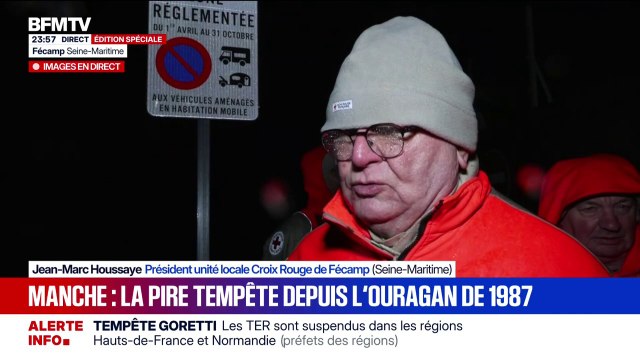 Tempête Goretti: à Fécamp en Seine-Maritime, la Croix-Rouge effectue des rondes pour aider les autorités et faire de la prévention