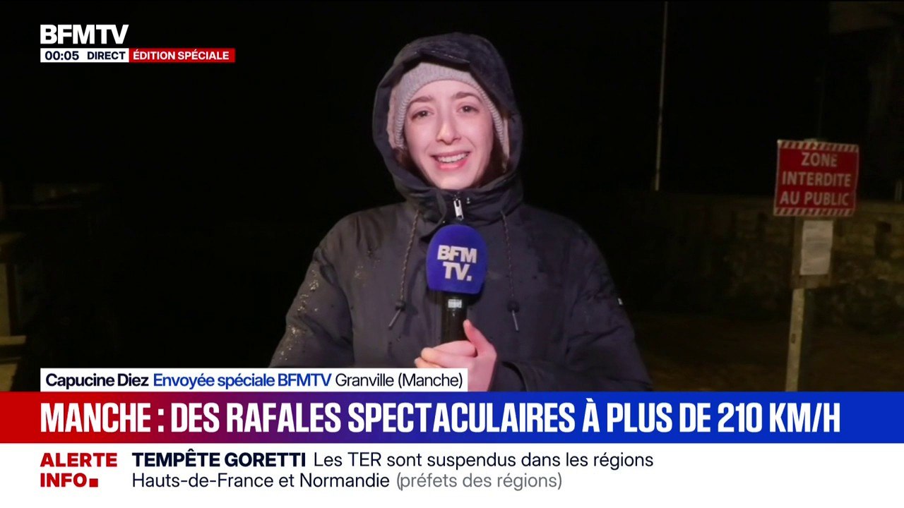 Tempête Goretti: malgré les interdictions des autorités, les badauds sont venus profiter du spectacle à Granville dans la Manche