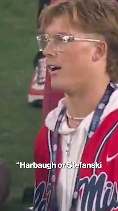 Jaxson Dart seems to respond with "Harbaugh or...