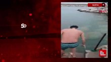 Bartın'da soğuk hava onu etkilemedi denize girdi