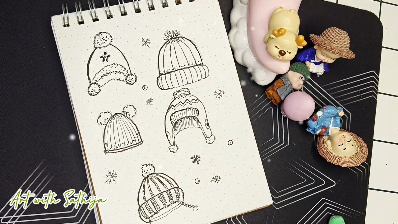 Winter Cap Doodles | Cute Winter Drawing Ideas for Beginners & Kids