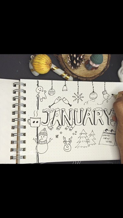 January Doodle Art | Cozy Winter Sketches & New Year Creative Ideas