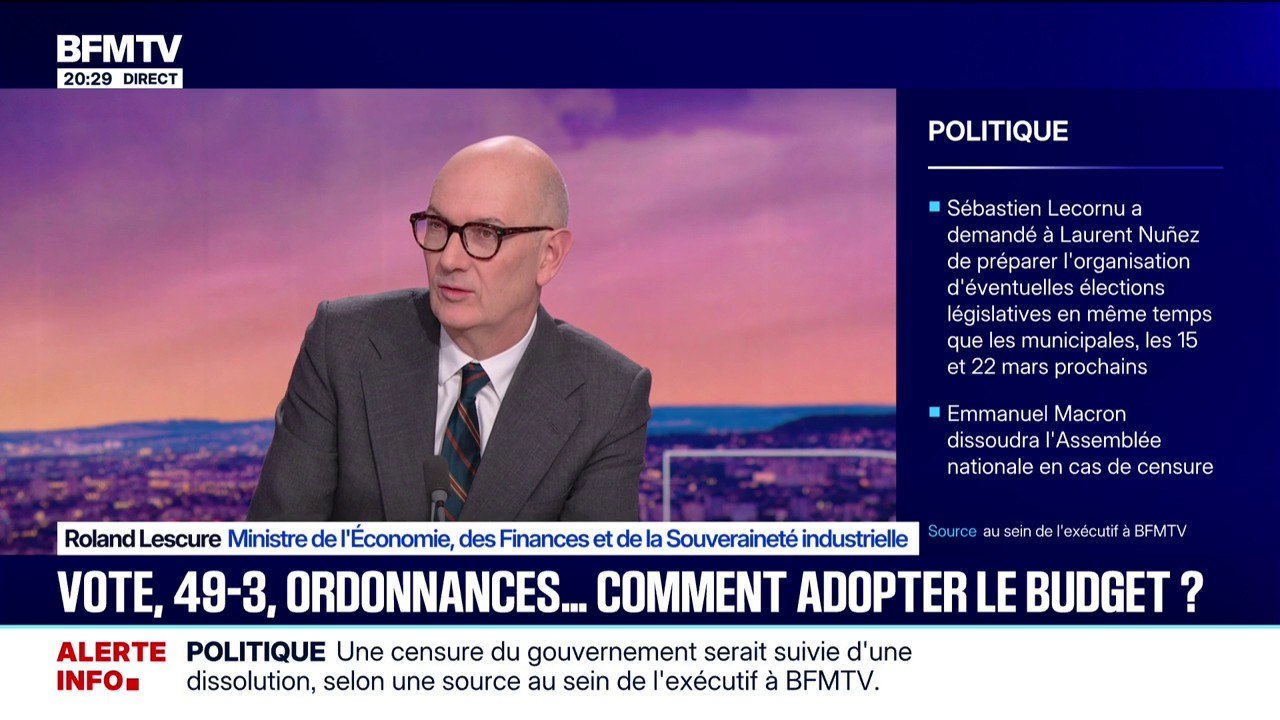 "Si on n'a pas d'accord sur le budget [...] on n'aura sans doute pas de gouvernement à la fin", déclare Roland Lescure, ministre de l'Économie