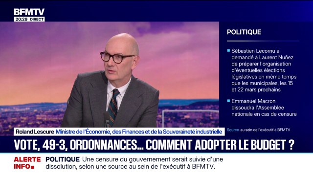 Si on n'a pas d'accord sur le budget [...] on n'aura sans doute pas de gouvernement à la fin , déclare Roland Lescure, ministre de l'Économie