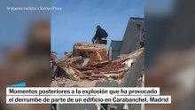 Explosión Carabanchel: momentos posteriores al derrumbe que ha dejado una persona fallecida