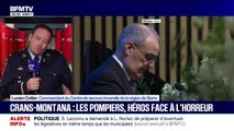 Crans-montana: des pompiers, qui sont intervenus lors de l incendie, viennent déposer des fleurs en hommage aux victimes sous les applaudissements de la foule