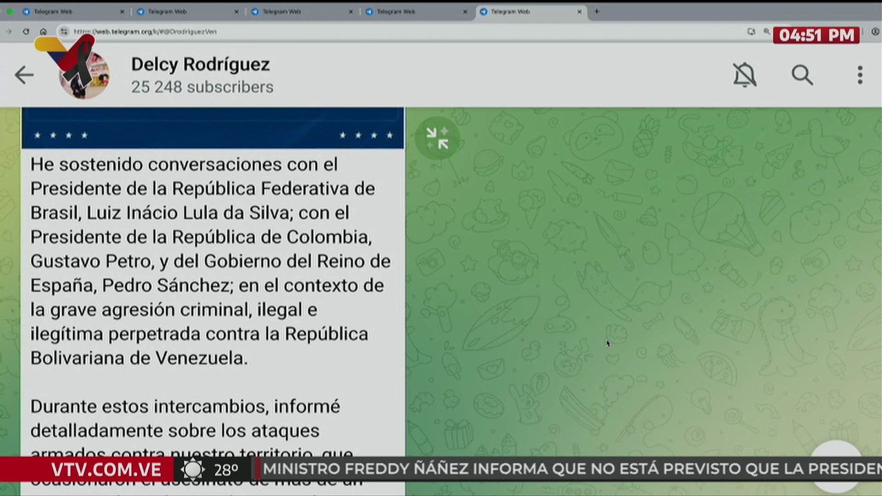 Pdta. Encargada Delcy Rodríguez conversa con mandatarios para enfrentar problemas en común