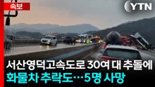 서산영덕고속도로 30여 대 추돌에 화물차 추락도...5명 사망 / YTN