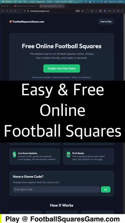 Football Squares Made Easy - Online & Free