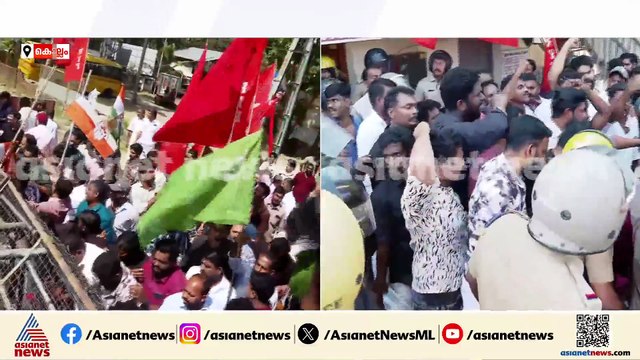 വേണുവിൻ്റെ മരണം ; ചവറ MLA ഓഫീസിന് മുന്നിൽ പൊലീസും പ്രതിഷേധക്കാരും തമ്മിൽ തർക്കം