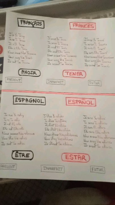 Lección de ESPAÑOL : Verbos Españoles - Presente/Imperfecto/Futuro (TENER/ESTAR)