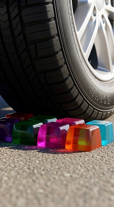 EXTREME ASMR Jelly Cube Crushing Under Car Tyre 😍 | Oddly Satisfying AI ASMR