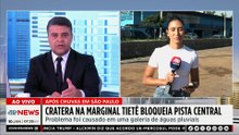 Cratera na Marginal Tietê (SP) bloqueia pista central